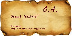 Ormai Anikó névjegykártya